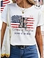 billiga T-shirts för damer-Dam T-shirt 100 % bomull Landsflagga Ledigt Helgen Mönster Vit Kortärmad Mode Grundläggande Rund hals Sommar