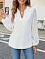 رخيصةأون ملابس علوية أساسية للنساء-قميص بلوزة نسائي أبيض لون الصلبة شبكة شارع مناسب للبس اليومي موضة V رقبة S