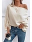 ieftine Bluze simple pentru femei-Cămașă Bluză Pentru femei Fucsia Bej Culoare solidă Sexy Stradă Zilnic Modă Pe Umăr S