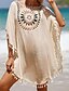 abordables Robes de plage-poncho de plage pour femme, blanc, crochet, pompon, bohème, décontracté, été, taille unique, respirant, léger