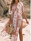 abordables Robes à motifs-Femme Robe casual Floral Cachemire Fendu Imprimer Col V robe longue Bohême Hawaïen Vacances Plage Demi Manches Eté