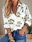 preiswerte Blusen und Hemden für Damen-Hawaiihemd Damen Hemd Bluse Baum Casual Festtage Strand Taste Bedruckt Weiß Langarm Modisch Hawaiianisch Hemdkragen Frühling &amp; Herbst