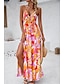 Χαμηλού Κόστους Print Φορέματα-Γυναικεία Βαμβάκι Σλιπ Φόρεμα Φλοράλ Γεωμετρικό Εξώπλατο Ελαστική μέση Λαιμόκοψη V Κρύος ώμος Μακρύ Φόρεμα Μάξι Φόρεμα Κομψό Βοημία Ημέρα του Αγίου Βαλεντίνου Ημερομηνία Αμάνικο Καλοκαίρι Άνοιξη