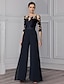 cheap Mother of the Bride Dresses-Jumpsuit / Pantsuit Mother of the Bride Dress Formal Wedding Guest Elegant Party Scoop Neck Ankle Length Chiffon Lace 3/4 Length Sleeve with Appliques 2024