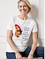 olcso Női pólók-Női Póló 100% pamut Toll Nyomtatott Hétköznapi Napi Nyomtatott Rövid ujjú Kerek Fekete Minden évszak