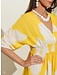 economico abito casual stampato-abito da spiaggia con corsetto in raso con stampa floreale gialla