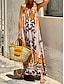 Χαμηλού Κόστους Print Φορέματα-Γυναικεία Καθημερινό φόρεμα Κοντομάνικο φόρεμα Φλοράλ Στάμπα Τιράντες Μακρύ Φόρεμα Μάξι Φόρεμα Βοημία Διακοπές Αμάνικο Καλοκαίρι