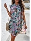 Χαμηλού Κόστους Print Φορέματα-Γυναικεία Φόρεμα σε γραμμή Α Γραφική Συνδυασμός Χρωμάτων Κουρελού Στάμπα Ζιβάγκο Κρύος ώμος Μίνι φόρεμα χαριτωμένο στυλ Μπόχο Ημερομηνία Διακοπές Αμάνικο Φθινόπωρο