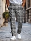 cheap Men&#039;s Printed Dress Pants-Plaid / Check Business Classic Men&#039;s Business 3D Printed Dress Pants Flat Front Straight-Leg Polyester Medium Waist Pants Outdoor Street Wear to Work Daily Wear S TO 3XL