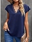 preiswerte Basic-Damenoberteile-Hemd Spitzenhemd Bluse Damen Schwarz Blau Beige Feste Farbe Spitzenbesatz Strasse Täglich Modisch V Ausschnitt S