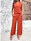 abordables Tops Basiques pour femmes-Ensemble Femme Noir Orange Kaki Couleur unie Bouton 2 Pièces Plein Air du quotidien Mode Col V S
