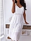 billiga enkla klänningar-Dam Vit klänning Midiklänning med ärm Datum Streetwear Grundläggande Smala axelband Ärmlös Vit Färg