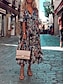 cheap Print Dresses-Women&#039;s Casual Dress Floral Print V Neck Midi Dress Vacation Half Sleeve Summer