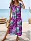 Χαμηλού Κόστους Print Φορέματα-Γυναικεία Καθημερινό φόρεμα Κοντομάνικο φόρεμα Φύλλο Τροπικό Σκίσιμο Στάμπα Στρογγυλή Ψηλή Λαιμόκοψη Μακρύ Φόρεμα Μάξι Φόρεμα Ημερομηνία Κοντομάνικο Καλοκαίρι