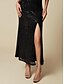 cheap Party Dress-Women&#039;s Black Dress Sequin Dress Prom Dress Long Dress Maxi Dress Black Sleeveless Plain Pure Color Sequins Backless Glitter Spring Fall Winter One Shoulder Fashion Party Hot Christmas Wedding Guest