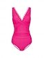 cheap Designer Swimwear-Triangle V-Neck Petal Border One-Piece Swimsuit