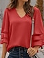 cheap Basic Women&#039;s Tops-Shirt Blouse Women&#039;s Black White Pink Solid Color Mesh Street Daily Fashion V Neck S