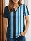 billige T-skjorter til kvinner-Dame T skjorte Stripet Trykt mønster Daglig Helg Mote Kortermet V-hals Svart Sommer