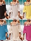 baratos vestidos lisos-Mulheres Vestido de verão Frufru Com Corte Roupa de Praia Férias Manga Longa Preto Branco Amarelo Cor