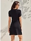 Χαμηλού Κόστους απλά φορέματα-Γυναικεία Μαύρο φόρεμα Μίνι φόρεμα Μοντάλ Δαντέλα Κουρελού Καθημερινά Ημερομηνία Διακοπές Μοντέρνα Βασικό Λαιμόκοψη V Κοντομάνικο Μαύρο Θαλασσί Χρώμα