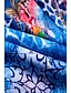preiswerte Designer-Bademode-Himmelblauer, einteiliger Badeanzug mit Leoparden-Folk-Print und V-Ausschnitt