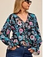 cheap Women&#039;s Blouses &amp; Shirts-Women&#039;s Floral Ruffle Sleeves Blouse Chiffon Casual Vacation Blouse with Tie for Summer