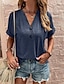 economico Top da donna Basic-Camicia Blusa Per donna Nero Rosa Blu marino Tinta unica Pulsante Strada Giornaliero Di tendenza A V S