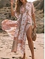 baratos Vestidos Estampados-Mulheres Vestido casual Floral Estampado Cashemere Fenda Imprimir Decote V Vestido Longo Vestido Maxi Boêmia Havaiana Férias Praia Meia Manga Verão