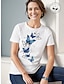 voordelige Dames T-shirts-Dames T-shirt 100% katoen Vlinder Afdrukken Casual Dagelijks Print Korte mouw Ronde hals Wit Alle seizoenen