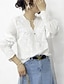 Недорогие Базовые плечевые изделия для женщин-Рубашка Блуза Ушко сверху Жен. Белый Сплошной цвет Кружева Для улицы Повседневные Мода V-образный вырез S