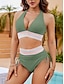preiswerte Bikini-Sets-Damen Badeanzug Bikinis Normal Bademode 2 teilig Glatt Strandbekleidung Urlaub Badeanzüge