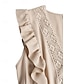 preiswerte schlichte Kleider-Damen Casual kleid kleid lang Rüsche mit Hülse Verabredung Strassenmode Maxi V Ausschnitt Ärmellos Schwarz Weiß Khaki Farbe
