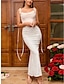 Χαμηλού Κόστους απλά φορέματα-Γυναικεία Νυφικό λευκό δαντέλα Μακρύ Φόρεμα Μάξι Φόρεμα Εξώπλατο με μανίκι Γάμου Πάρτι Ημερομηνία Μάξι Σέξι Τιράντες Αμάνικο Λευκό Χρώμα