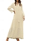 Χαμηλού Κόστους απλά φορέματα-Γυναικεία Λευκό φόρεμα Μακρύ Φόρεμα Μάξι Φόρεμα Δαντέλα Κουρελού Ημερομηνία Διακοπές Βοημία Κομψό στυλ street Λαιμόκοψη V Μακρυμάνικο Κίτρινο Μπορντώ Θαλασσί Χρώμα