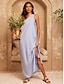 cheap Casual Dress-Women&#039;s Vacation Maxi Dress Grey Casual Loose Fit One Shoulder Resort Wear