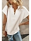 ieftine Bluze simple pentru femei-Cămașă Bluză Pentru femei Negru Alb Bej Culoare solidă Sexy Stradă Zilnic Modă În V Tesatura de vafe S