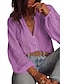 ieftine Bluze simple pentru femei-Cămașă Bluză Pentru femei Negru Alb Roșu-aprins Culoare solidă Buton Stradă Zilnic Modă În V Manșon de lanternă S