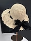 economico Cappelli di paglia-elegante cappello di paglia alla moda con volant traspirante cappelli da sole estivi tinta unita cappelli da viaggio all&#039;aperto per donne e ragazze