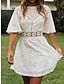 preiswerte schlichte Kleider-Damen Casual kleid Minikleid Rückenfrei Öse Verabredung Strassenmode Basic Rundhalsausschnitt Kurzarm Weiß Farbe