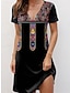 olcso Mintás ruhák-Női Paisley ruha hétköznapi ruha Virágos Paisley Nyomtatott V-alakú Mini ruha Szüret Etno Randi Vakáció Rövid ujjú Nyár