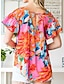 baratos Blusas e Camisas de mulher-Mulheres Camisa Social Blusa Gráfico Casual Imprimir Vermelho Manga Curta Moda Decote V Verão