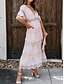 ieftine rochii simple-Pentru femei Rochie casual Rochie Lunga Rochie Maxi cu Maneca Nuntă Dată Vacanță Elegant Boemia În V Manșon Jumate Negru Alb Roz Îmbujorat Culoare