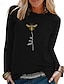 abordables Camisetas de mujer-Mujer Camiseta Negro Blanco Amarillo Floral Manga Larga Casual Diario Básico Escote Redondo Regular S