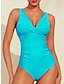 cheap Designer Swimwear-Triangle V-Neck Petal Border One-Piece Swimsuit