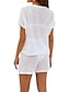 Недорогие Базовые плечевые изделия для женщин-Ушко сверху Набор Жен. Белый Сплошной цвет кнопка Для улицы Повседневные Мода V-образный вырез Стандартный S