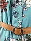 cheap Print Dresses-Women&#039;s Casual Dress Floral Print With Belt Shirt Collar Long Dress Maxi Dress Bohemia Vacation Short Sleeve Summer
