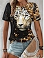 economico T-Shirt da donna-Per donna maglietta Leopardo Stampa Giornaliero Fine settimana Di tendenza Manica corta Girocollo Giallo Estate