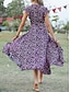 Χαμηλού Κόστους Print Φορέματα-Γυναικεία Καθημερινό φόρεμα Φόρεμα σε γραμμή Α Φλοράλ Με Βολάν Στάμπα Λαιμόκοψη V Μακρύ Φόρεμα Μάξι Φόρεμα Μπόχο Διακοπές Αμάνικο Καλοκαίρι
