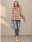 cheap Women&#039;s Blouses &amp; Shirts-Women&#039;s Embroidered Plaid Shirt Tops Long Sleeves Button-up Loose Tunic Blouses