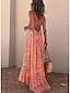 olcso Mintás ruhák-Női Batikolt Kötőfék nyaka Hosszú ruha Maxi ruha Hawaii Tengerpart Ujjatlan Nyár